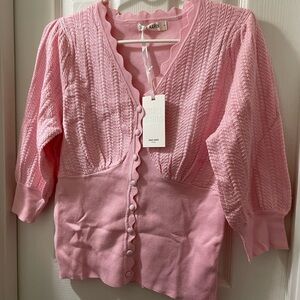 Grace Karin Light Pink Scalloped Cardigan